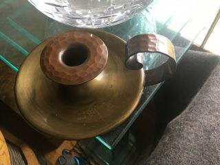 Vintage Roycroft Hammered Copper & Bronze Candlestick Arts & Crafts