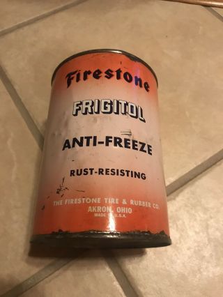 Vintage Firestone Frigitol Anti Freeze One 1 Quart Tin Can Firestone Tire Akron