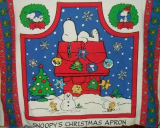 Vintage Peanuts Snoopy Woodstock Christmas Apron Concord Fabric Panel New/uncut