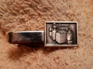 Vintage Delco " Road Gang " Silver Tone Tie Clip Bar Clasp,  Rare