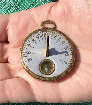 Vintage Antique Pocket Sundial Watch Compass Egyptian Revival By Robbins Co.