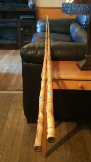 Pair Vintage Handmade Norton Bamboo Cane Fishing Poles - 13 