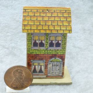Vintage Miniature Cardboard Doll House Lithograph Christmas Putz 2in Germany?