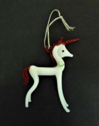 Vintage Hand Blown Glass Unicorn Christmas Ornament