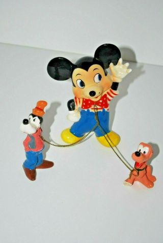 Vtg Disney Mickey Mouse Pluto Goofy Ceramic Figurine Dan Brechner Design