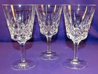 3 Vintage Gorham Crystal 6 " Stemmed White Wine Goblets King Edward Pattern
