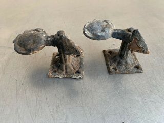 2 Vintage Matching Cast Iron Shell Design Shutter Dogs