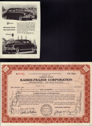 Kaiser Frazer Corp Nevada Dd 1946,  Vintage Ad