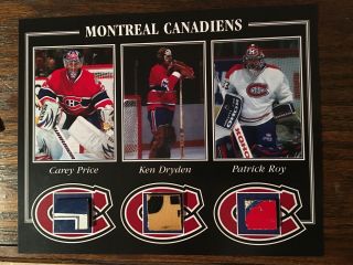 Ken Dryden Patrick Roy Carey Price Montreal Canadiens Game Stick 8 X 10