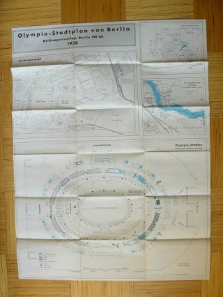 Summer Olympic Games Berlin 1936 City & Stadion Map For Visitors Official Guide