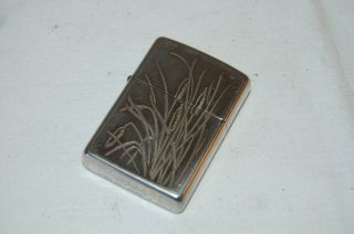 Zippo Lighter.  Silver Plated " Reeds " Zippo From Usa.  07