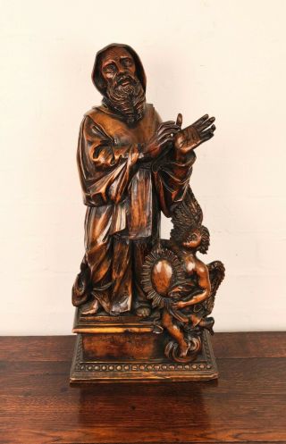 17th Century Carved Figure Of A Saint