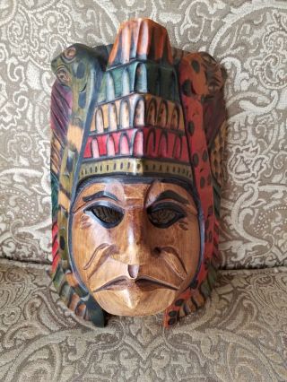 Vintage Native American Indian Hand Carved Wood Snake Face Mask 10 " X7 " X 4 "