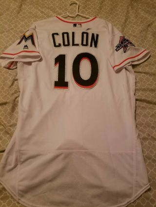 Miami Marlins Christian Colon Game Used/issued Jersey,  10 Size 46 Home Jersey
