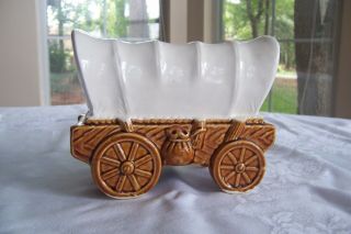 Vintage Norcrest Ceramic Covered Wagon Coin Bank Made In Japan