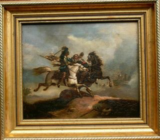 " The Battle " Follower Of Phillip Wouwerman 18thc Old Master Antique Painting.