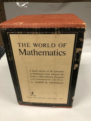 The World Of Mathematics James Newman 4 vol set in case First Printing 1956 3