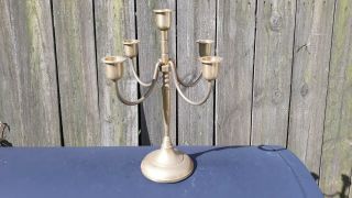 Vintage 5 Arm Brass Taper Candelabra Candle Holder 10 "
