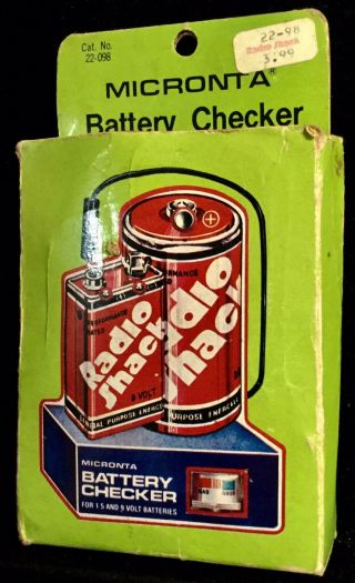 Vintage RADIO SHACK MICRONTA BATTERY CHECKER For 1.  5 & 9 Volt Batteries 3