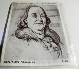 Vintage Craftaid Famous Faces Benjamin Franklin 4264 Leatherworking Pattern