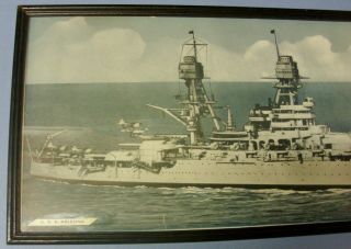 Vintage Framed PHOTO PRINT of the USS ARIZONA 3