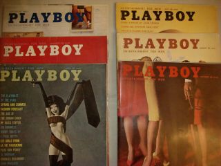1961 Vtg Playboy Magazines January February April May August October