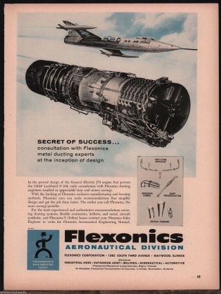 1959 Usaf Air Force Lockheed F - 104 Flexonics Aeronautical,  Elgin Illinois Ad