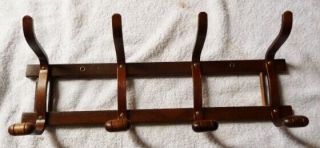 Vintage Small 4 Arm Bent Wood Bentwood Hall Wall Rack Hats Coats Straight Line