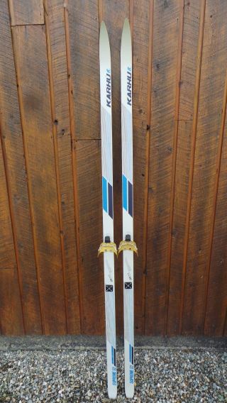 Vintage Skis 76 " Long Gray Finish Signed Karhu Great For Decoration