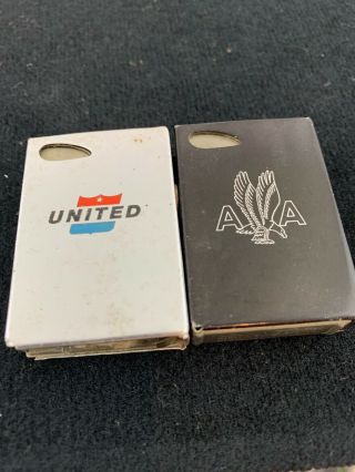 2 Vintage Push Button Esprit Pocket Lighters - American & United Airlines