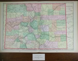 Colorado 1901 Vintage Atlas Map 22 " X14 " Old Antique Aurora Denver Boulder