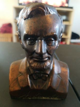Vintage Coin Saving Bank Abraham Lincoln President Bust Figure Copper