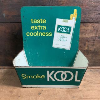 Vintage Kool Cigarettes Tobacco Match Holder Metal Sign Taste Extra Coolness