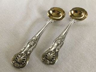 Victorian English Sterling Silver Kings Pattern Salt Spoons - E.  Eaton