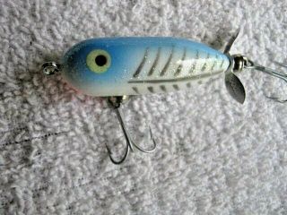Rare Vintage Heddon Tiny Torpedo Topwater Prop Lure Awesome Sparkle Pattern