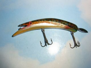 Magnificent Vintage Michigan Spotted Crippled Wiggler Fishing Lure / Bud Stewart