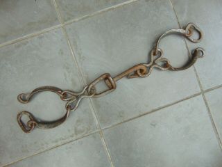 Antique 19th Century French Wrought Iron Prisoner Leg Irons Shackles