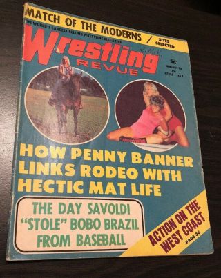 1974 Wrestling Revue January Bobo Brazil Penny Banner Cowboy Bob Ellis Doctor X