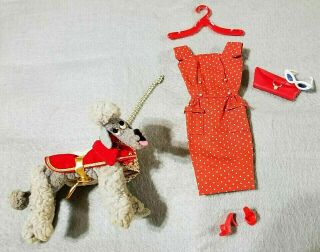 Vintage 1960’s Barbie Doll Dress Red Polka Dot Sheath & Walking The Dog