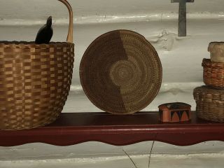 Vintage Native American Coiled Basket Weaving Southwest