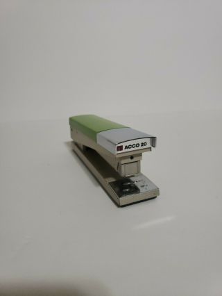 Acco 20 Vintage Mid Cent.  Desk Stapler Light Green Chrome Cond