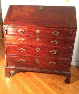 19th Century 36 " Chippendale English Slant Front Desk Great Interior