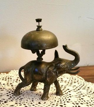 Brass Elephant Bell Ringer Hotel / Front Desk Vintage Item