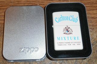 2000 Zippo Carlton Club Mixture Tobacco Full Size Advertising Lighter/nib/rare