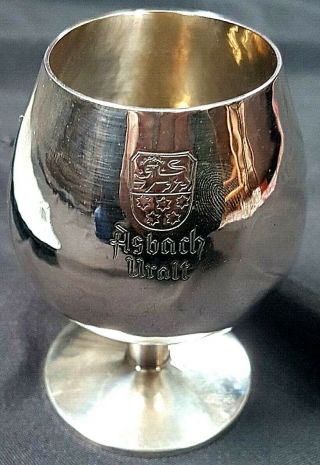 Vintage German Silver Asbach Uralt Brandy Goblet,  Brandy Snifter C1950