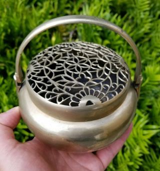Antique 18th Or 19th Century Chinese Hand Warmer Paktong Openwork