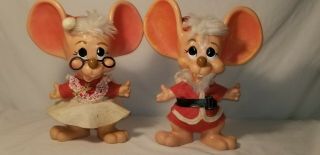 2 Two Vintage Lg 1970 Roy Des Of Fla Coin Bank Big Ear Mouse Christmas Mouse