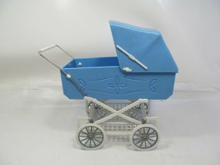 Vintage 1970s Bulgarian Plastic Toy Baby Carriage Perambulator Pram Stroller