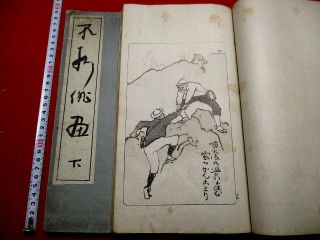 3 - 40 Japanese Haiga Poem Fusetsu Ehon Woodblock Print 2 Book