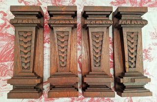 Set Of Four 8 " Antique French Carved Oak Corbels / Pillars / Brackets C1900